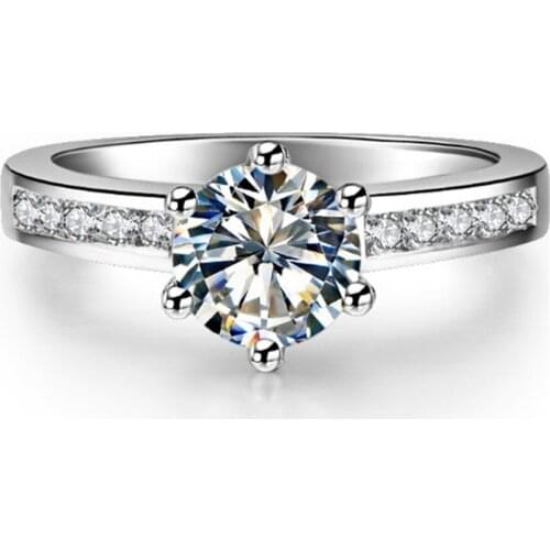 Solid Platinum PT950 Ring 1CT Moissanite Engagement Ring Beautiful Birthday Jewelry Gift For Girl White Gold Forever Brilliant