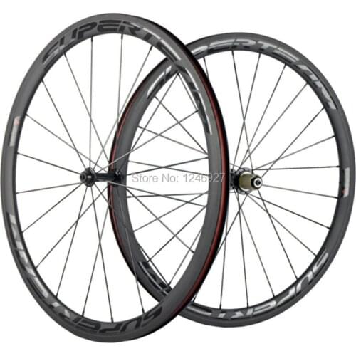 Carbon Road Wheelset 38mm Depth 23mm Width Carbon Wheels Clincher Road Bike Wheels With Powerway R13 Hub