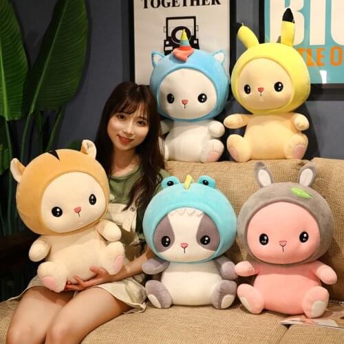 Nice Hot 1pc 25CM/35/45/65CM Super Soft Stuffed Animal Cartoon Rabbit Cosplay Unicorn Dino Plush Toy Lovely Kids Birthyday Gift