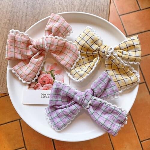 10 PCS/LOT, 4 inch Pleated Fabric Bow Hair Clips, 2021 Spring Summer Hair Bow Clips, Kids Girls Hair Accessories