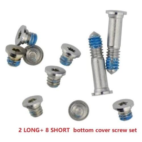 100sets/lot=1000pcs 2 long + 8 short bottom cover screw for Macbook Air A1369 A1370 A1466 Bottom Cover Screws Set