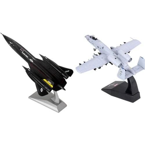 2Pcs 1/144 SR-71A Blackbird Aircraft + 1/100 A-10 Attack Model Office Decor
