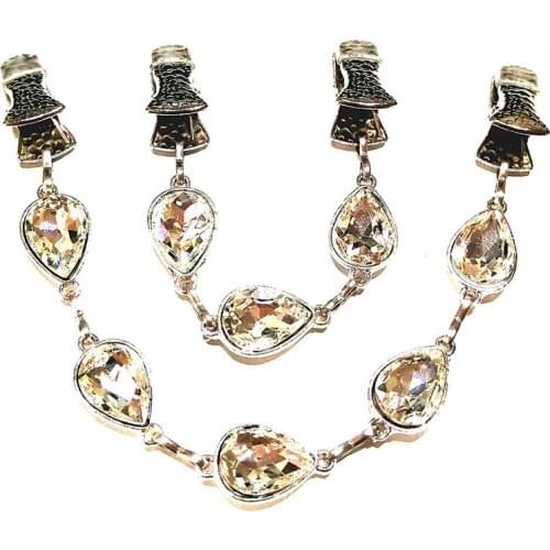 2Pcs/lot White Crystal Cape Clamps Women Cloak Clasps Cardigan Guard Clips Sweater Cinch