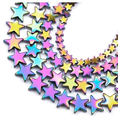 4/6/8/10mm Multicolored Pentagram Star Hematite Natural Stone loose Spacer beads for Jewelry Making DIY Bracelet Accessories