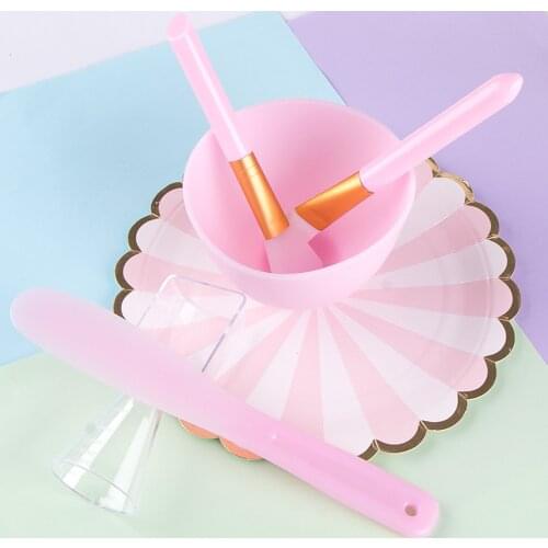 5pcs DIY Cosmetic Tool Beauty Facial Mask Mixing Bowl Set WomenWith Silicon Face Mask Brush Bowl Spatula Spoon