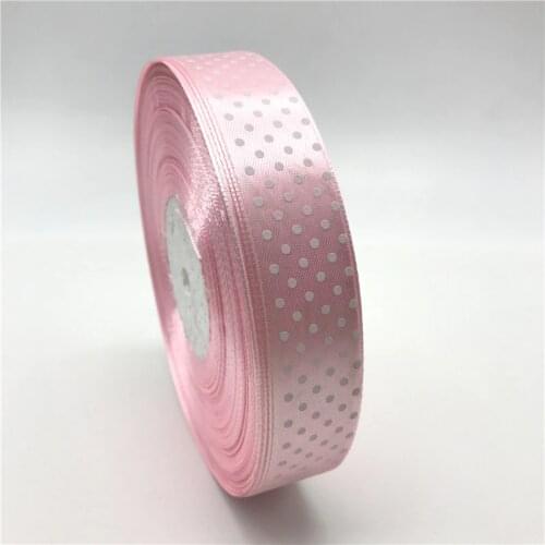5Yards 1" 25mm Pink Printing Polka Dot Satin Ribbon Hair Bow Christmas Wedding Decoration DIY Sewing Craft