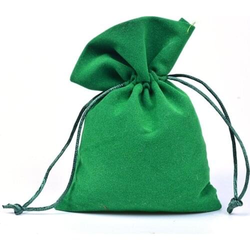 Wholesale 50pcs/lot 10x15cm Green Drawstring Velvet Bags Fungus Mouth Pouch Wedding Candy Jewelry Gift Packaging Bag