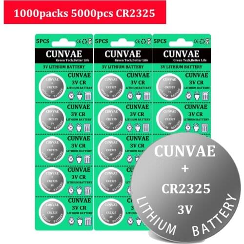 5000pcs CR2325 3V BR2325 DL2325 CR 2325 190mAh lithium Battery Button Coin Cell Batteries For car key watches Calculators
