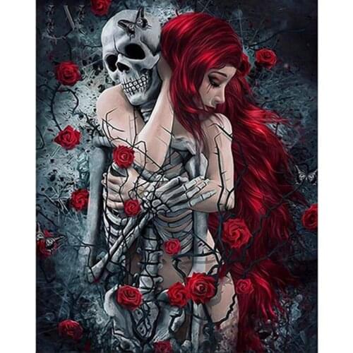 5D Diamond Painting Skull Beauty Cross Stitch Diamond Square/Round Embroidery Full Display Rhinestones Pictures Home Decoration