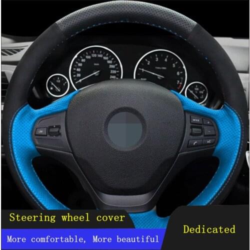 Car Accessories Steering Wheel Cover Black Hand-stitched Comfortable And Soft Suede Leather For BMW F20 F21 F22 F23 F30 F31 F34