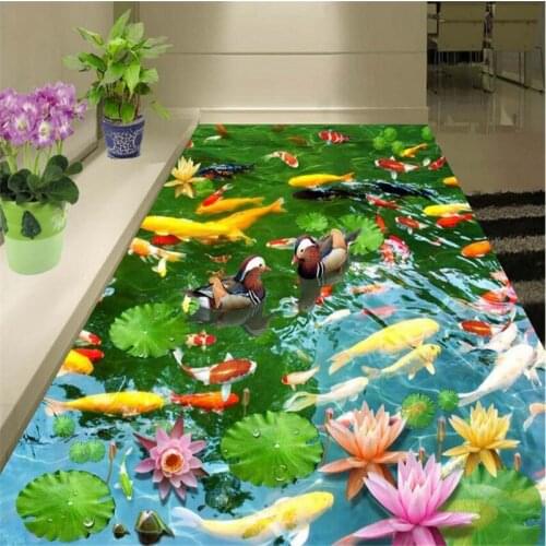 Beibehang Custom floor Wallpaper Hawthorne Duck Bedroom Bathroom 3D flooring Sticker Self-adhesive Floor Waterproof Wallpaper 3d