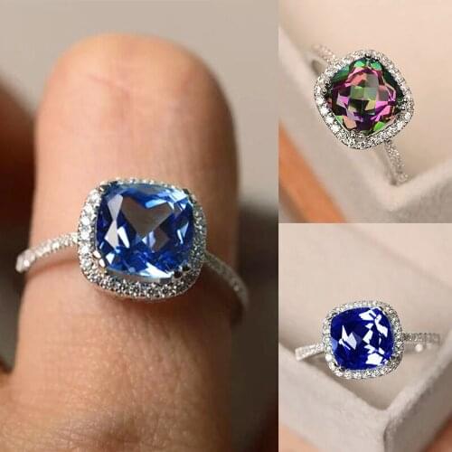 Jewelry Fashion Ring Size 6-10 Engagement Wedding Women Blue