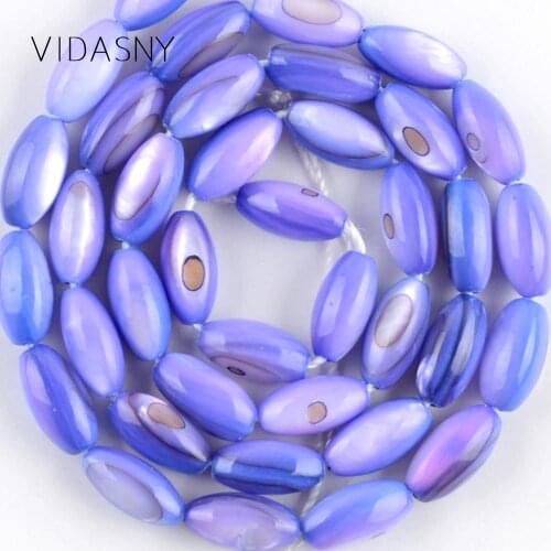 Natural Stone Blue Mop Shell Beads For Needlework Jewelry Making 5*10mm Charm Loose Beads Fit For Necklace Bracelet 15" Strand