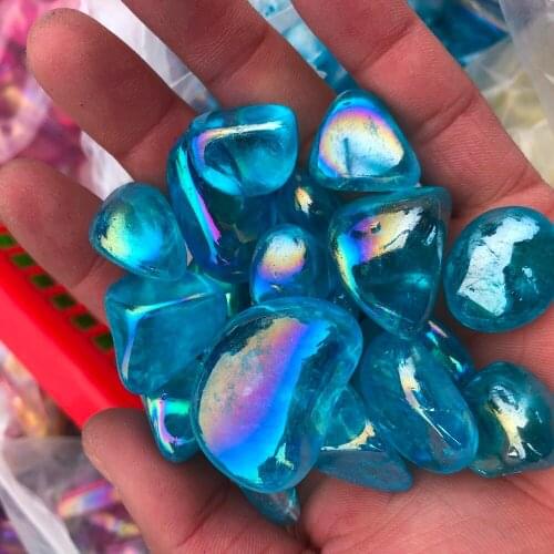 Color galvanized blue healing reiki polishing crystal attack