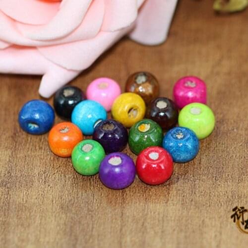 Wood Beads 8mm Print Beds Big Hole 200pcs/lot Round Shape Wood Crafts multicolor Hot Sale Diy Jewelry Accessories 018001010