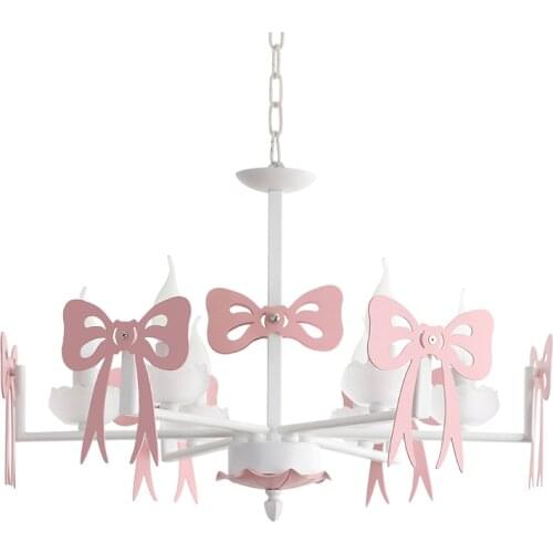 Children bedroom Pink Ribbon lamp Chandelier led Bow Light butterfly kid lighting Living Room Restaurant wedding chandelier lamp