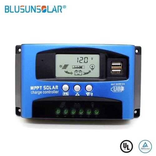 MPPT Solar Charge Controller Dual USB LCD Auto Solar Cell Panel Charger Regulator MPPT 60A 30A 40A 50A 100A 12V/24V Auto adapt