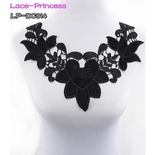 2 PCS 360mm*320MM Black polyester Embroidered venise Organza lace Decorative collar clothing Accessories collar flower DC814