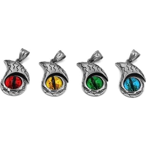 Wizard Ghost Evil Eye Pendant Stainless Steel Nordic Religion Symbol Goat Horn Pendant Biker Gift For Mens SWP0596A