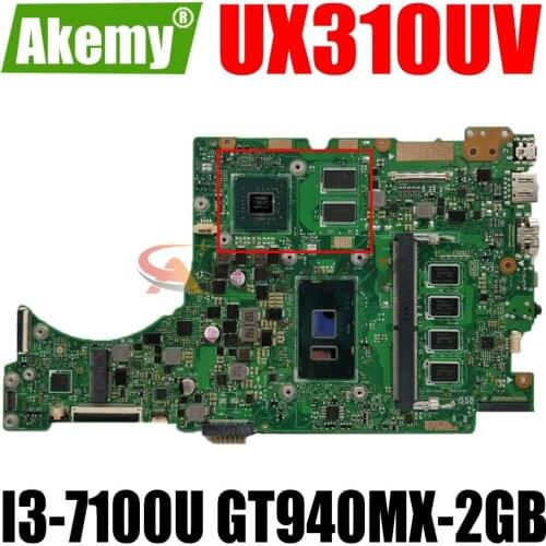 AKEMY UX310UQK Laptop motherboard for ASUS ZenBook UX310UV UX310UQ UX310U original mainboard 4GB-RAM I3-7100U GT940MX-2GB