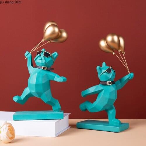 Cute Balloon Puppy Creative Resin Animal Figurine Living Room Entrance Childrens Room Cartoon Animal Decoration Birthday Gifts