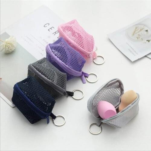 Mini Mesh Coin Purse Egg Sponge Storage Bag Goddess Portable Travel Use Dustproof Cosmetic Organizer Earphone Key Storage