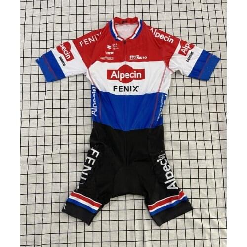 MENS CYCLING WEAR CYCLING JERSEY BODY SUIT SKINSUIT WITH POWER BAND 2021 ALPECIN FENIX TEAM NL CHAMPION GEL PAD SIZE XS-4XL