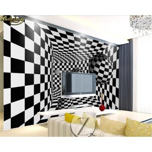Beibehang Custom Photo Wallpaper Mural Nordic Simple 3d Black and White Stereo Tunnel TV Background Wall wall papers home decor