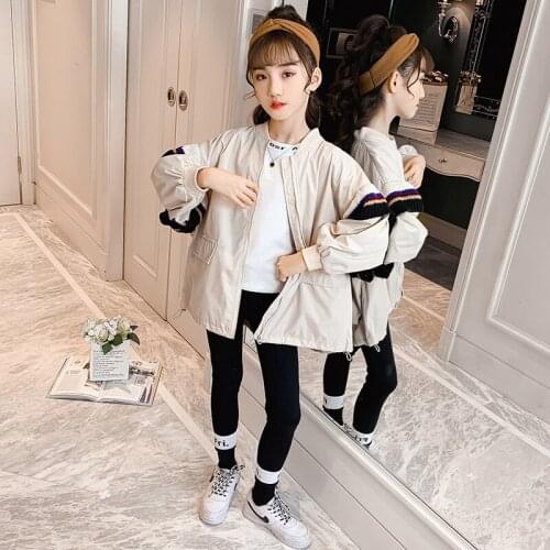 Girls' Coat Babys Kids Jacket 2021 Spring Autumn Top Cardigan Overcoat Windbreaker Long Sleeve Cotton Childrens Clothing