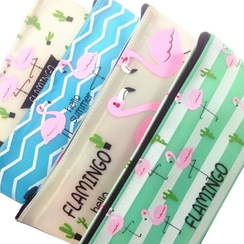 1pcs/lot Flamingo Pencil Case Estojo Escolar Pen Holder for School Offices Material Escolar Kawaii Stationary Supplies