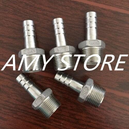 PK5 Stainless Steel 3/4" Male BSPT Threaded to 15mm Hose Barbed Connector