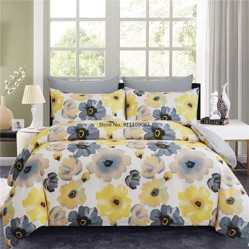 Fresh Goose Yellow Green Bedding Double Bed Floral Printed Duvet Cover Set King Size Blue Quilt Cover Pillowcase Single Queen