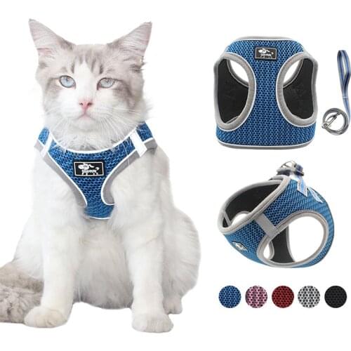 Pet Dog Harness Cat Lead Leash For Small Medium Dogs Chest Strap Vest Adjustable Reflective Walking Lead Leashes Pet Accessories