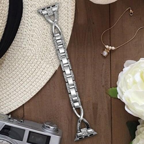 For Apple Watch Strap Adjustable Replacement Stainless Steel Unique Diamond Design Wrist Bracelet For iWatch Series 3 2 1