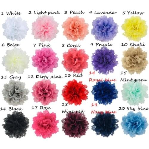 2021 Bulk 4" Eyelet Chiffon Flower Flat Back Or With Hair Clip For NewBorn Infant Girl Hair Accessories 100pcs/lot