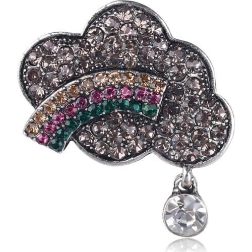 Alloy Rhinestone Rainbow Cloud Brooch Pin for Girl Women Fashion Cute Corsage Silk Scarf Jewelry Accessories Wholesale