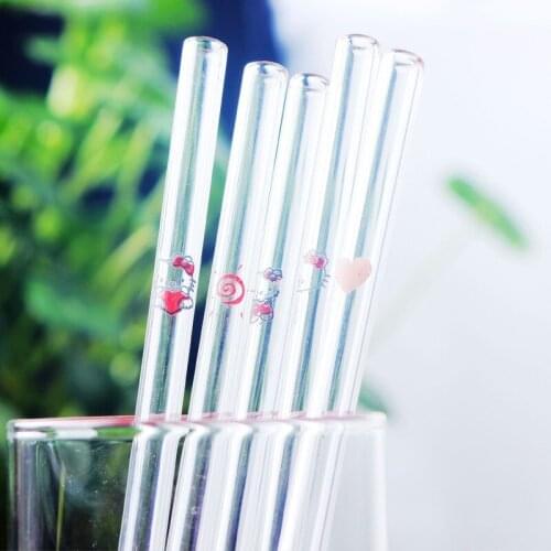 Cute Cartoon Children Juice Milk Baked Glass Straws