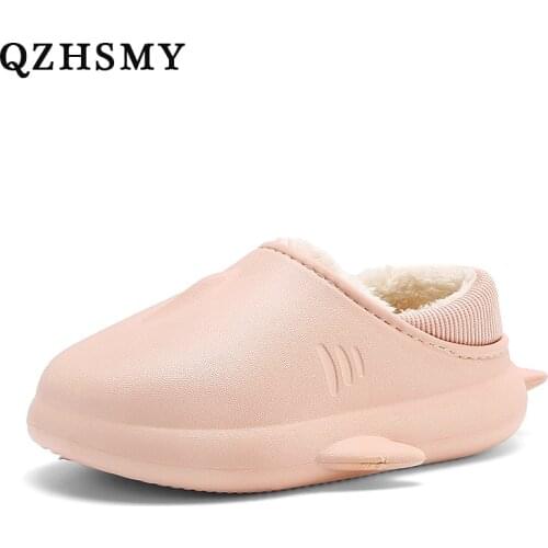 Winter 2021 Childrens Indoor Slippers Cute Houses Cotton Slippers Cartoon Shark Slipper Waterproof Warm Kid Toddler Shoes
