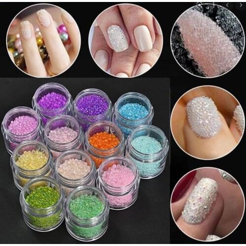 1Jar Micro Caviar Beads,Crystal Tiny Nail Art Decorations -Colorful Glitter Glass Balls For Manicure Charms Nail Art Accessories