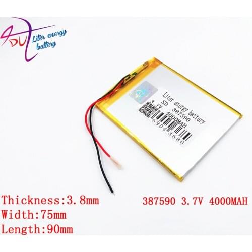 1PCS Size 387590 3.7V 4000mah 357590 407590 Lithium polymer Battery with Protection Board For PDA Tablet PCs Digital Products
