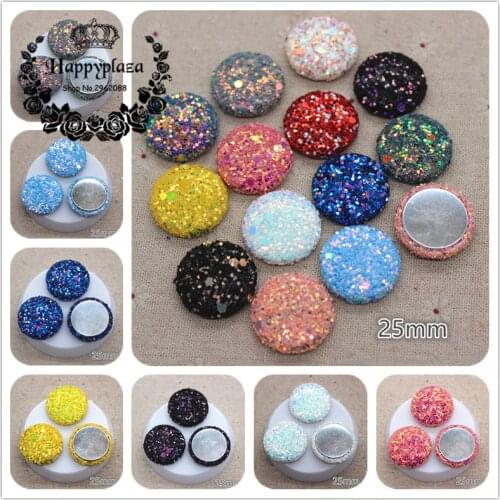 10pcs 25mm Glitter Sequins Fabric Covered Round Buttons Home Garden Flatback Cabochon Crafts Scrapbooking DIY