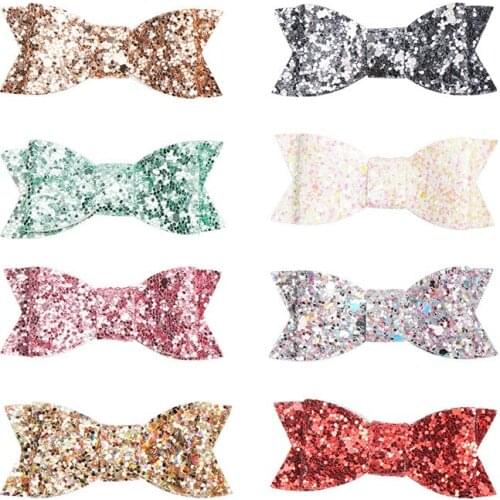 10 pcs/lot, 2.5 inch Glitter Hair Bow Clips, Chunky Glitter Bow Hair Clips, Girls Birthday Party Gift