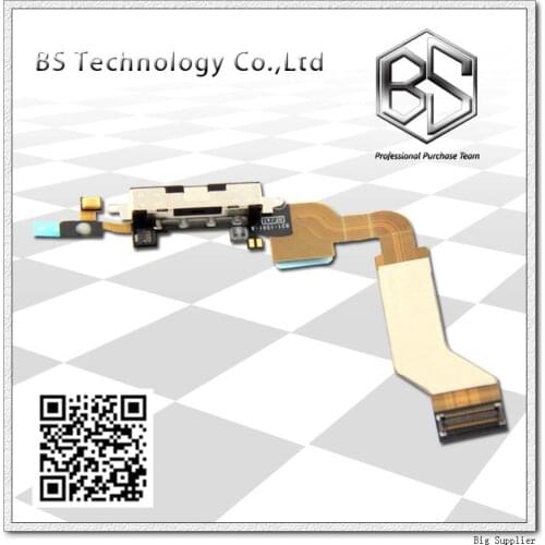 10pcs/lot Dock Connector Charging Port Flex Cable for iPhone 4S Free Shipping Wholesale Black