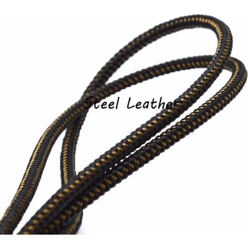2m/lot Approx 5.2*5.2mm brown leather cords with stainless steel threads braided leather strands for jewelry bracelets diy make