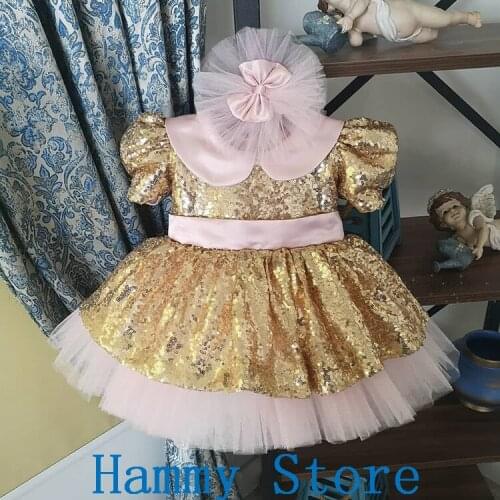 2019 Xmas Dress Fancy Toddler Girl Wedding Dress Birthday Pageant Sequins Bowknot Tutu Dress Christmas Party