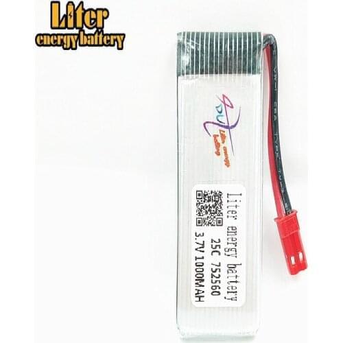 3.7V 1000mAh 752560 25c High Capacity li-po Battery for 8807W Pocket Drone Selfie Fold Remote Control Accessories Replacement K5