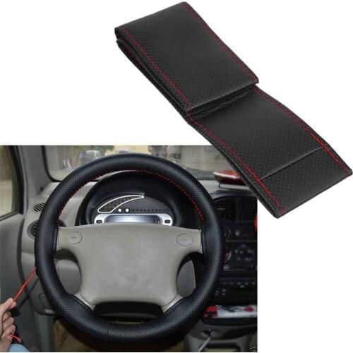 38cm Car Steering Wheel Cover DIY With Needle Thread Artificial Soft Leather Car Covers Suite Auto Product Car Accessories
