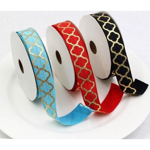 5yds,5/8" Hot gold Flower Fold Over Elastic Stretch Foldover FOE Elastics for Hair Ties Headbands Hair Bow Clip,E-20508-985