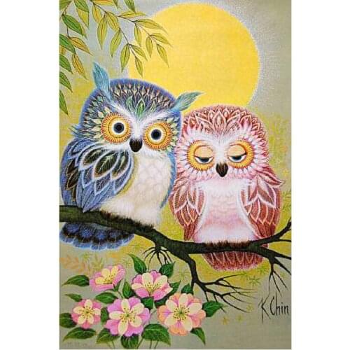 5D diamond painting Moon animal owl DIY full drill square/round 3d cross stitch kit mosaic rhinestones embroidery icon