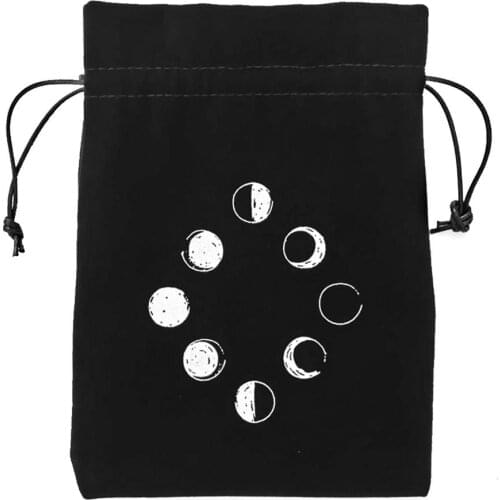 Velvet Tarot Storage Bag Moon Phase Oracle Card Divination Bag Board Game Toy Jewelry Home Mini Drawstring Package